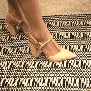 Deltan Pink Strappy Block Heel Mules